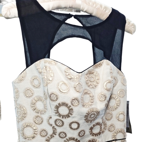 Anthropologie Corey lynn Carter gold metallic circle dress with cutout neckline - Picture 6 of 9